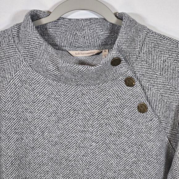 Soft Surroundings NWT Gray And White Herringbone Tunic Sweater. Size XL. - Picture 2 of 8